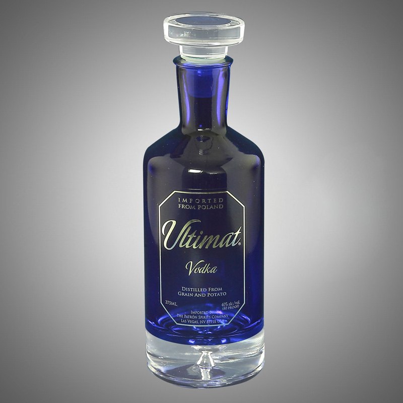 Blue Glass Vodka Bottle